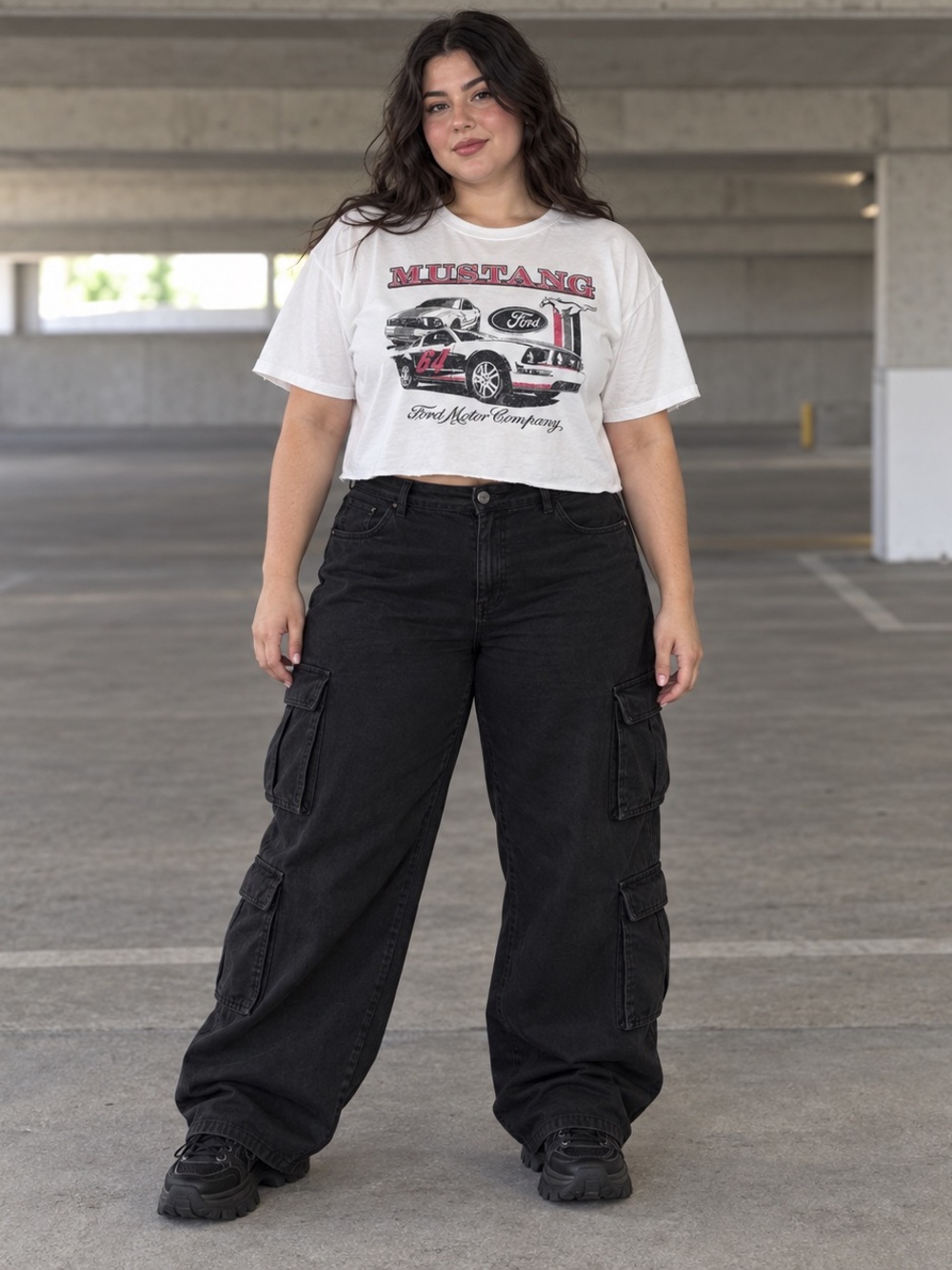 NWT No Boundaries Women’s XL Ford Mustang Graphic Crop Tee Y2K Biker
